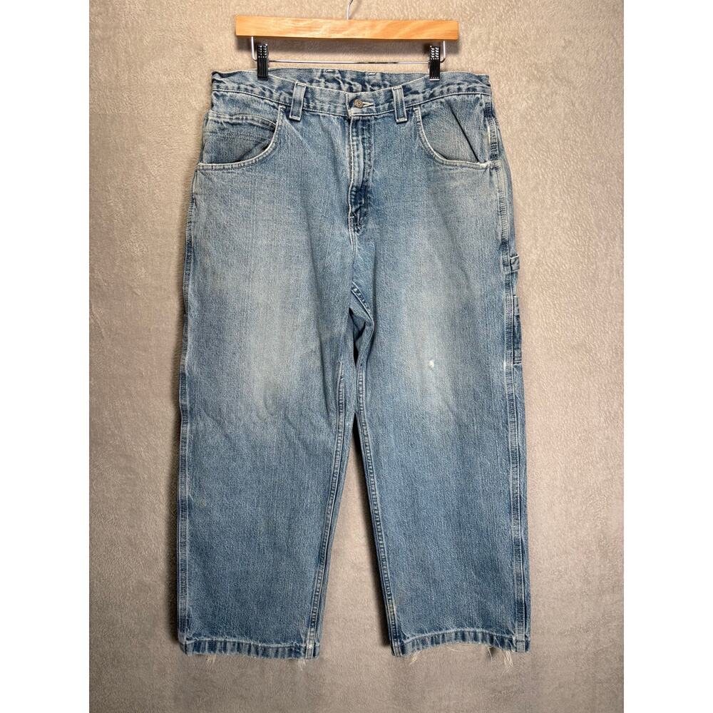 Vintage Faded Glory Lightwash Carpenter Jeans Mens 36x30 Unisex‎ Distressed